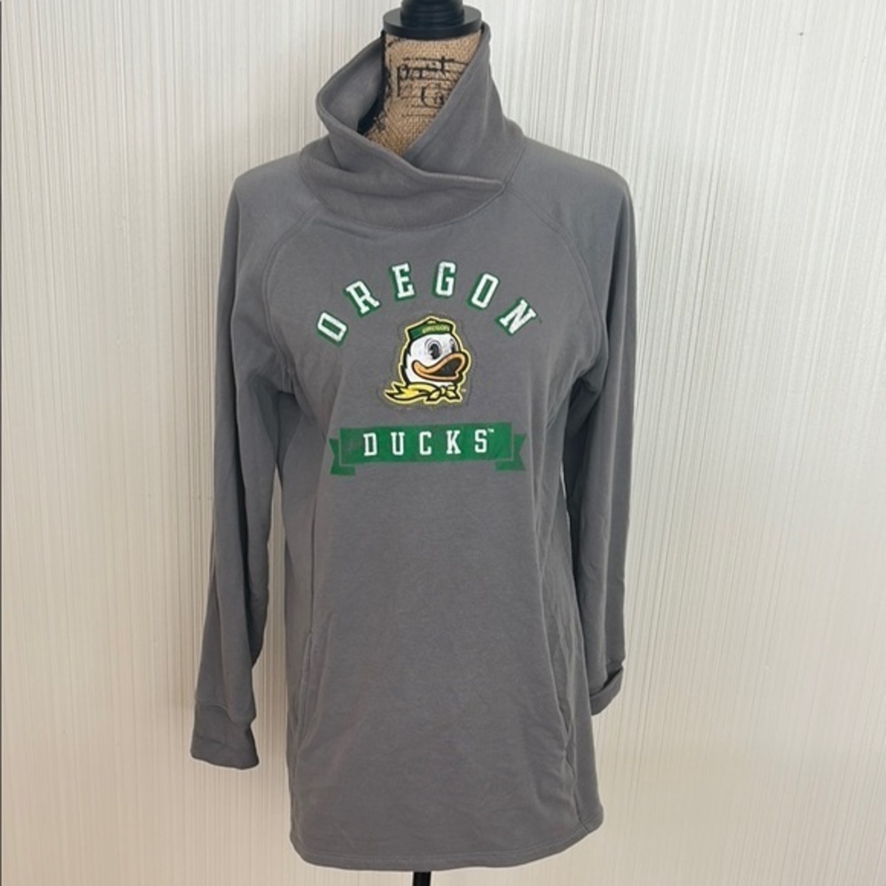 Oregon Ducks Funnel Neck Gray Sweatshirt